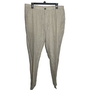 Tasso Elba Island 100% Linen Pants Mens L Beige Button/Zipper 34x30